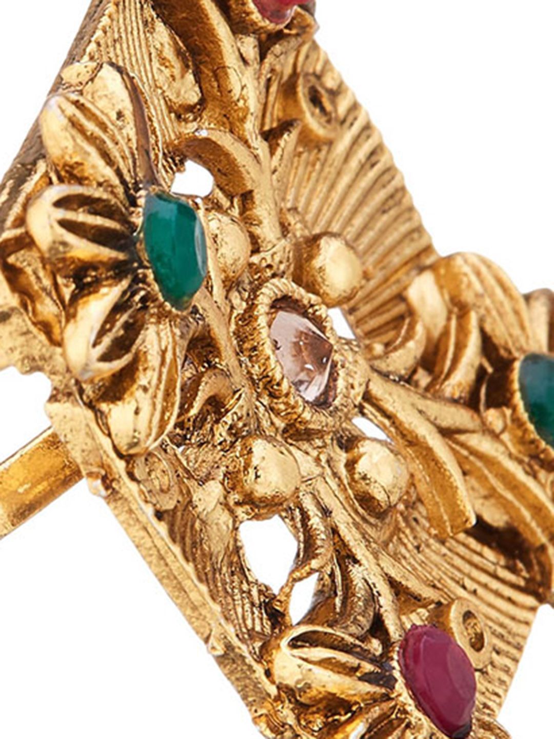 ATIBELLE Gold-Plated Stone-Studded Finger Ring