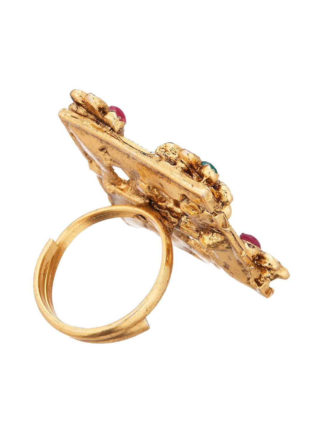 ATIBELLE Gold-Plated Stone-Studded Finger Ring