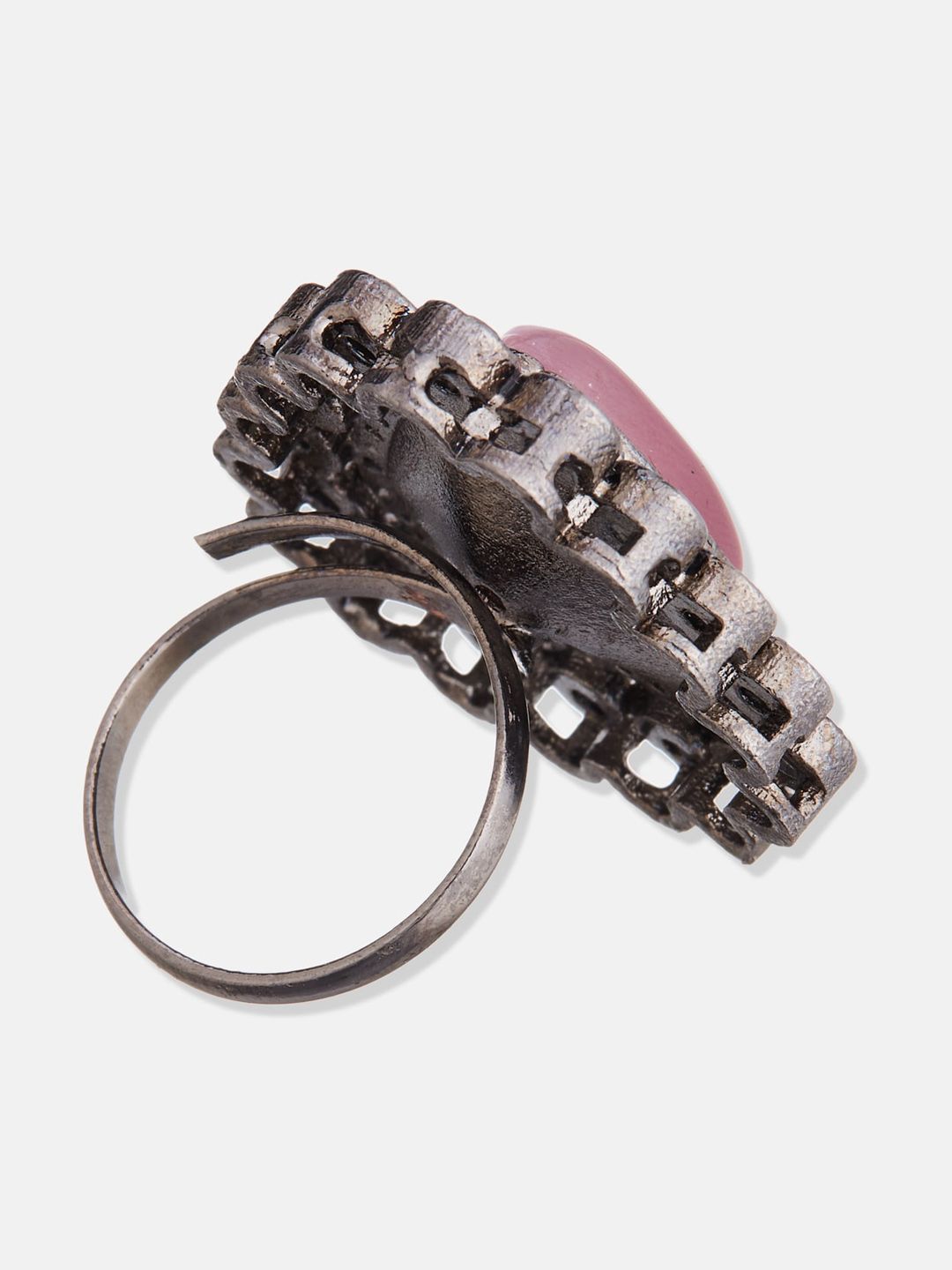 ATIBELLE Silver-Plated CZ-Studded Adjustable Finger Ring