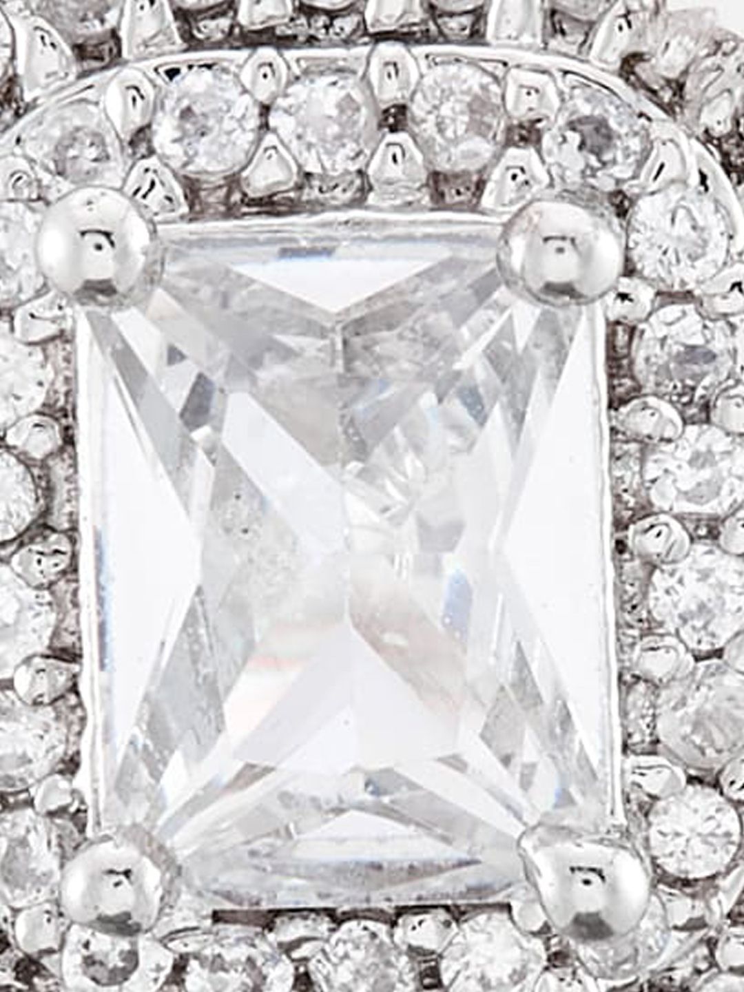 ATIBELLE Silver-Plated CZ-Studded Adjustable Finger Ring