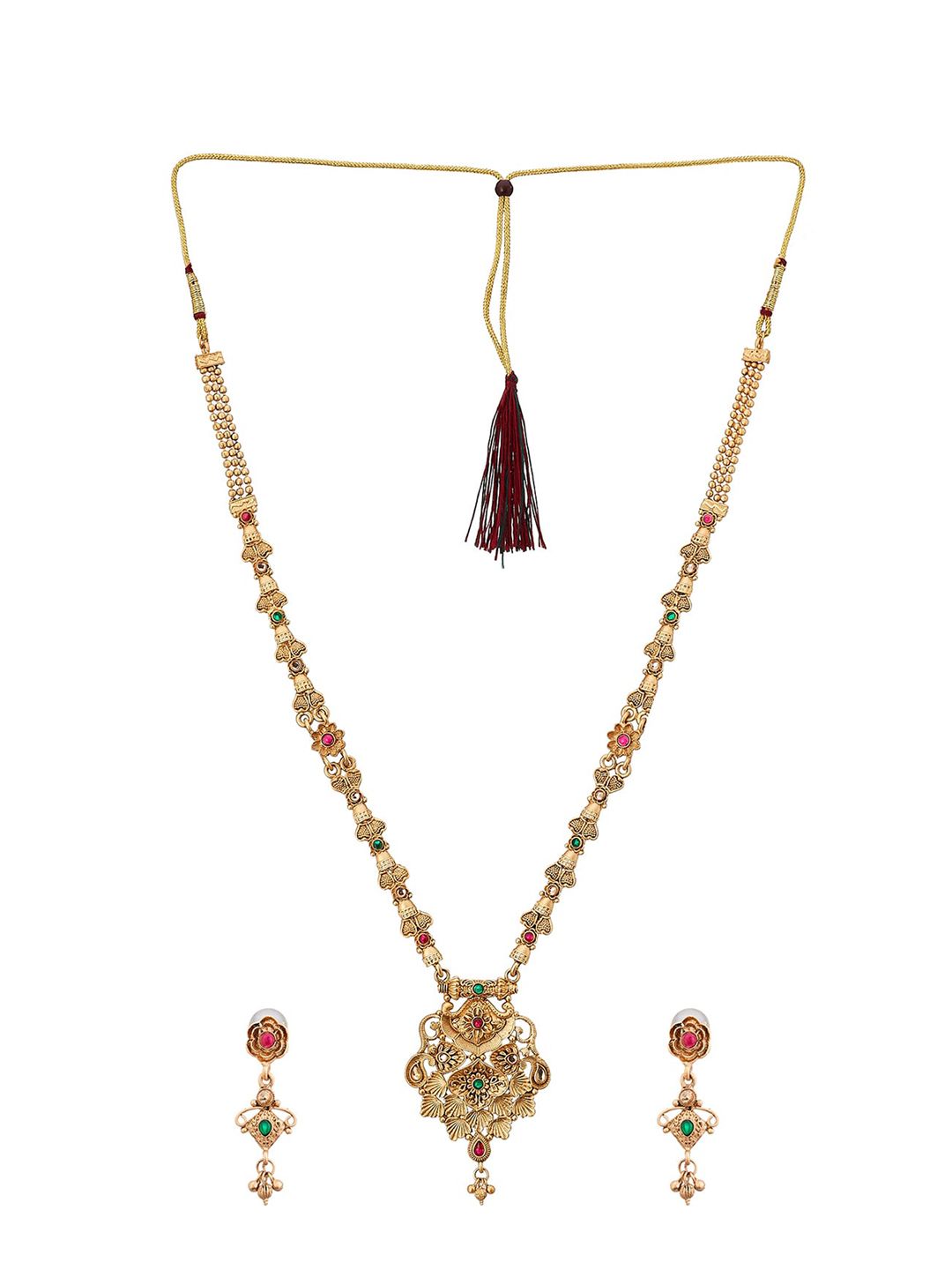ATIBELLE Set Of 4 Gold-Plated Stones-Studded Jewellery Set