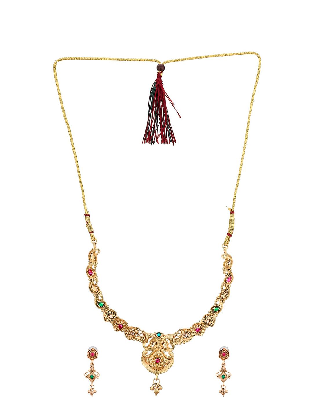 ATIBELLE Set Of 4 Gold-Plated Stones-Studded Jewellery Set