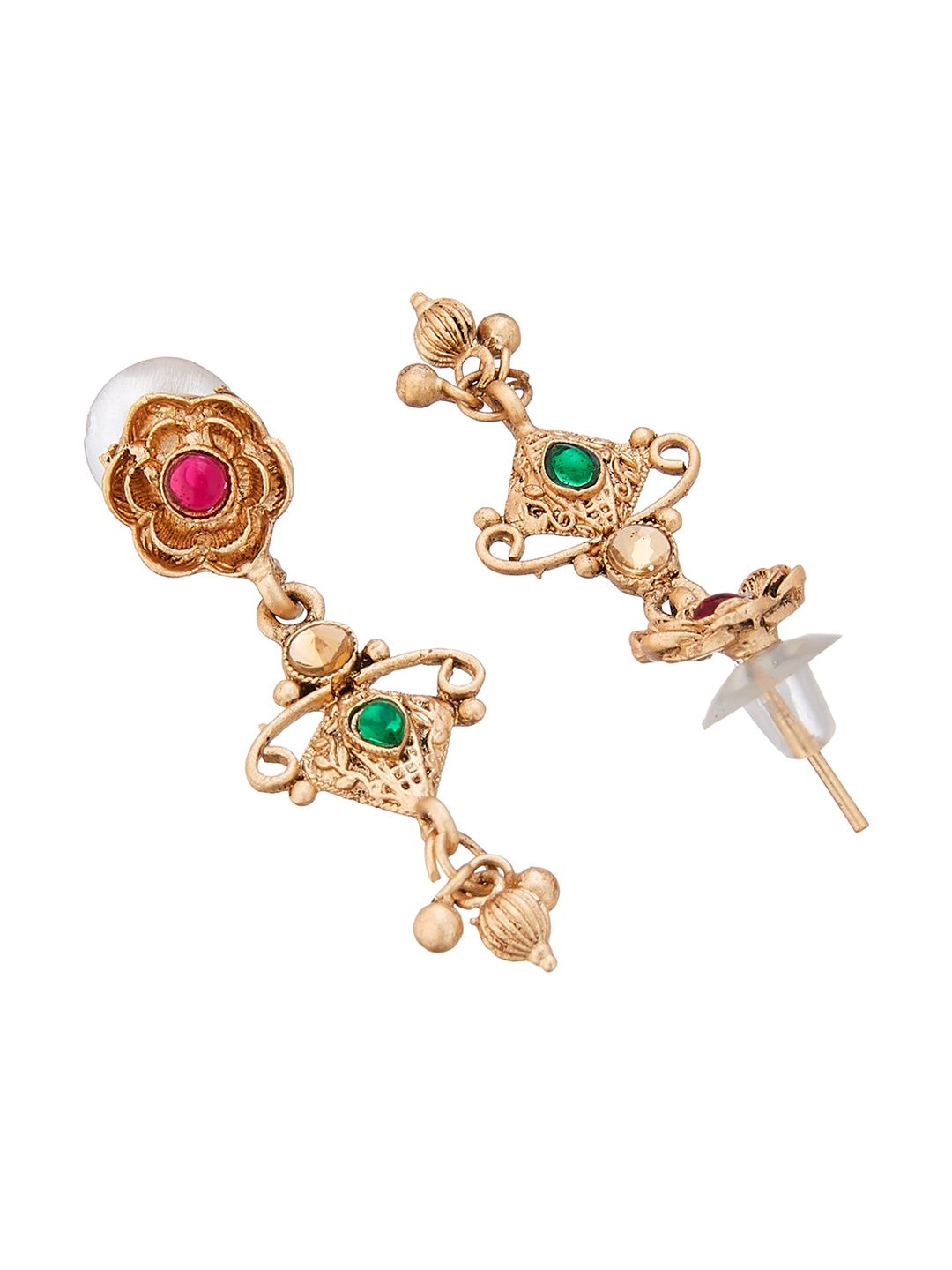 ATIBELLE Set Of 4 Gold-Plated Stones-Studded Jewellery Set