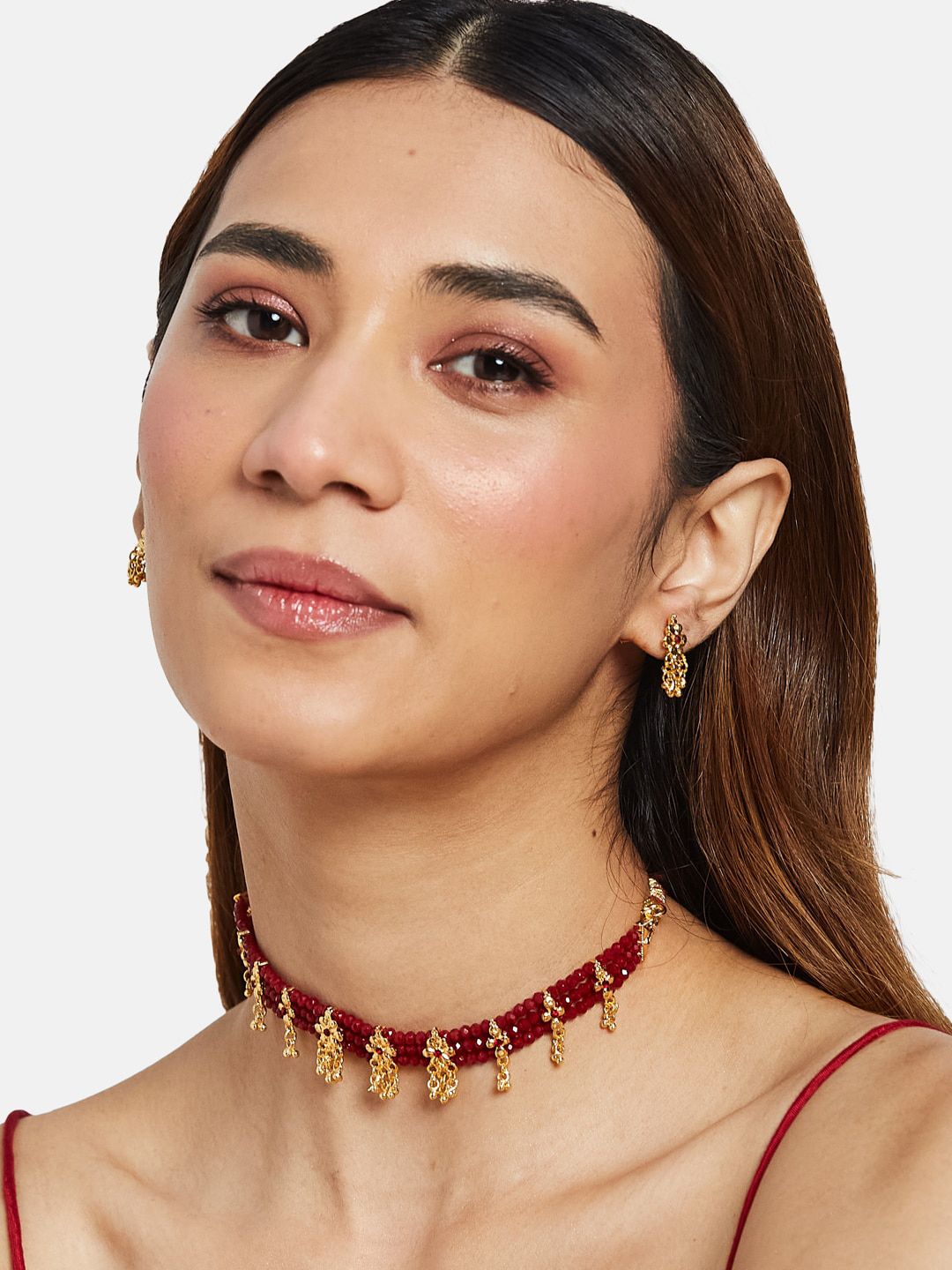 ATIBELLE Gold-Plated Stone-Studded Jewellery Set