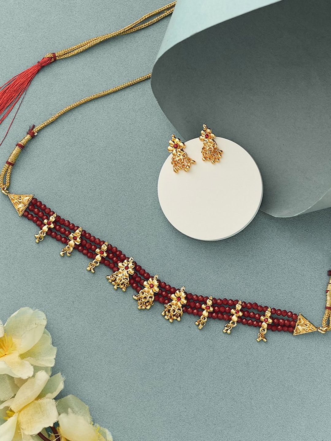 ATIBELLE Gold-Plated Stone-Studded Jewellery Set