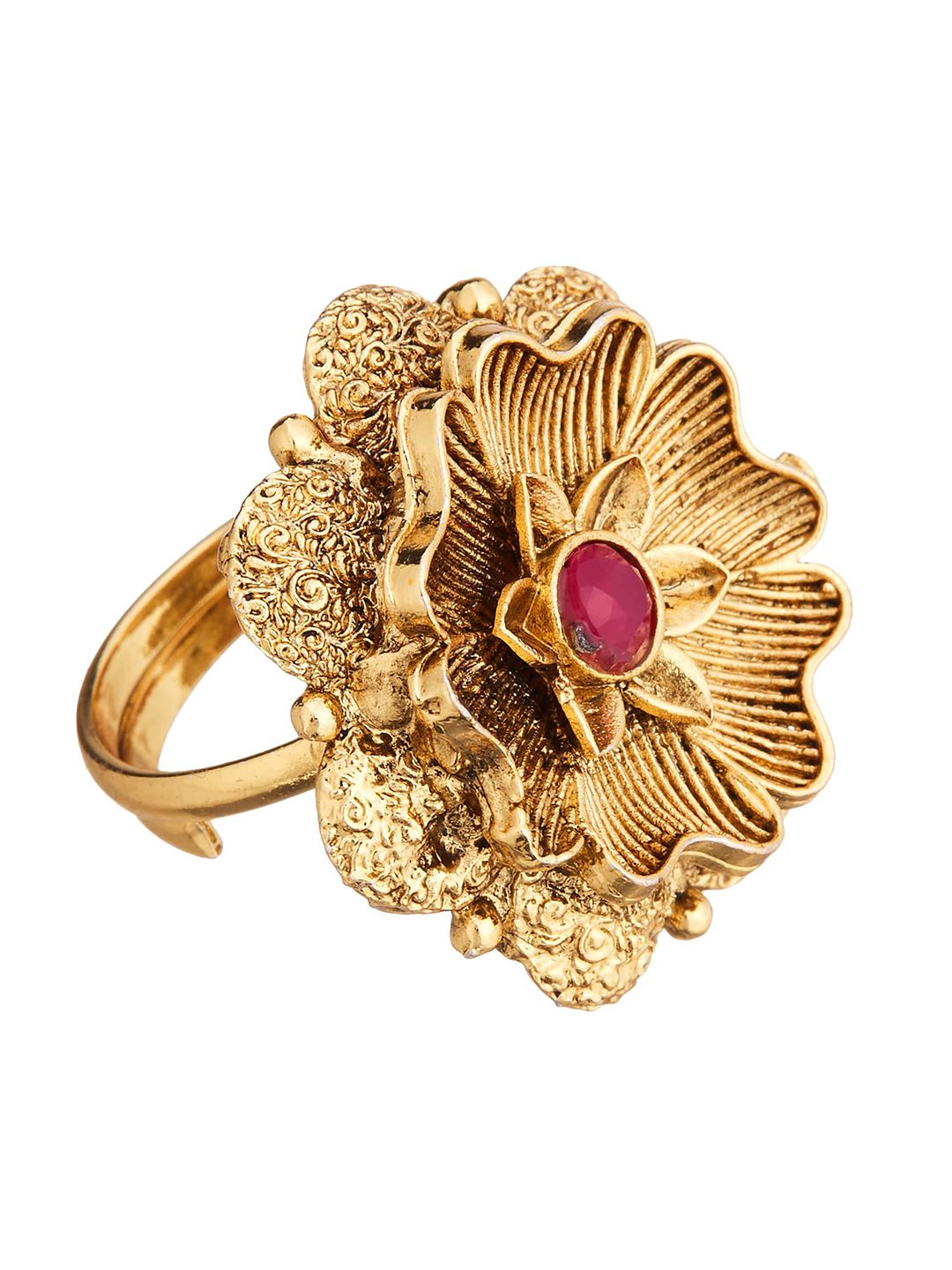ATIBELLE Gold-Plated Stone-Studded Finger Ring
