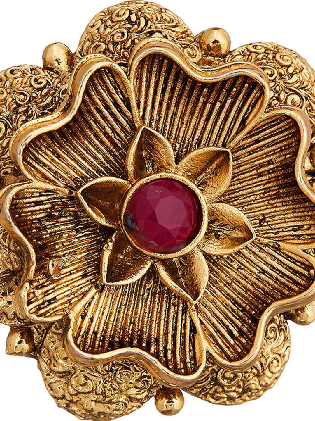 ATIBELLE Gold-Plated Stone-Studded Finger Ring