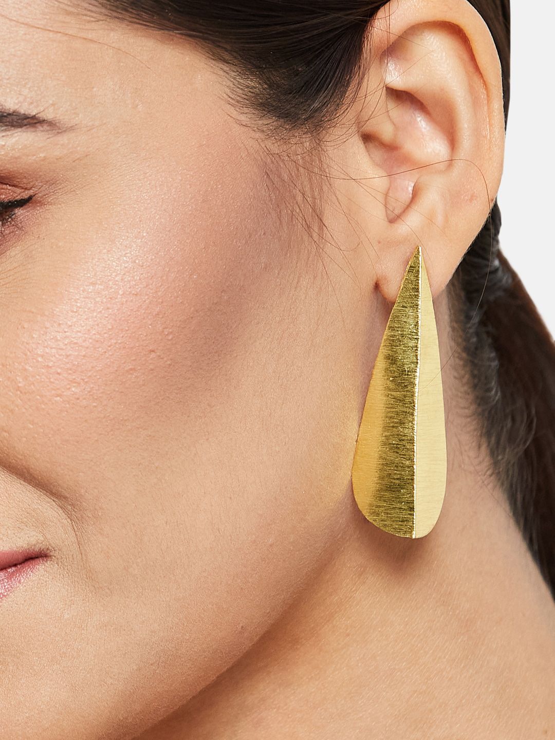 ATIBELLE Gold-Plated Leaf Shaped Drop Earrings
