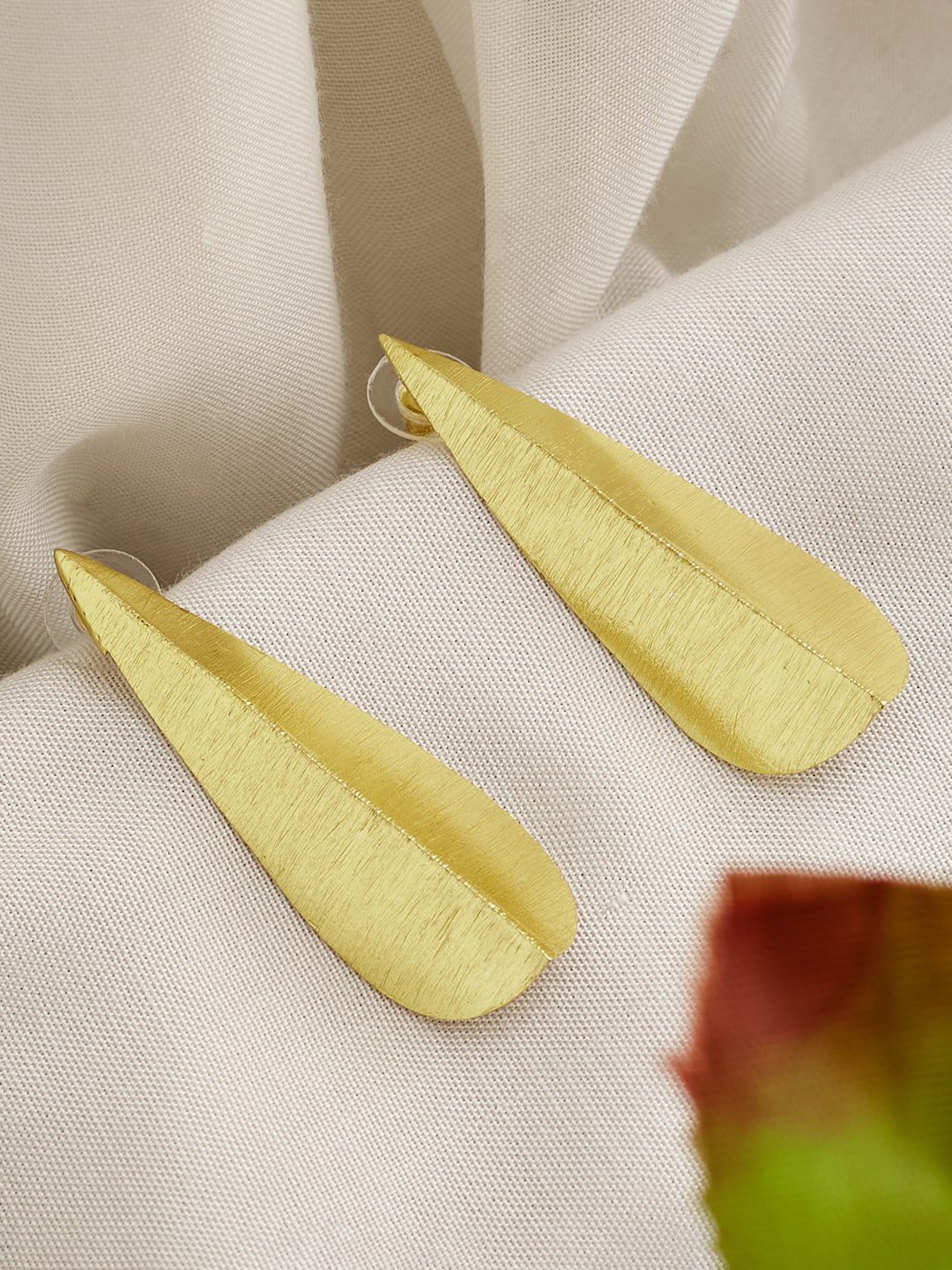 ATIBELLE Gold-Plated Leaf Shaped Drop Earrings