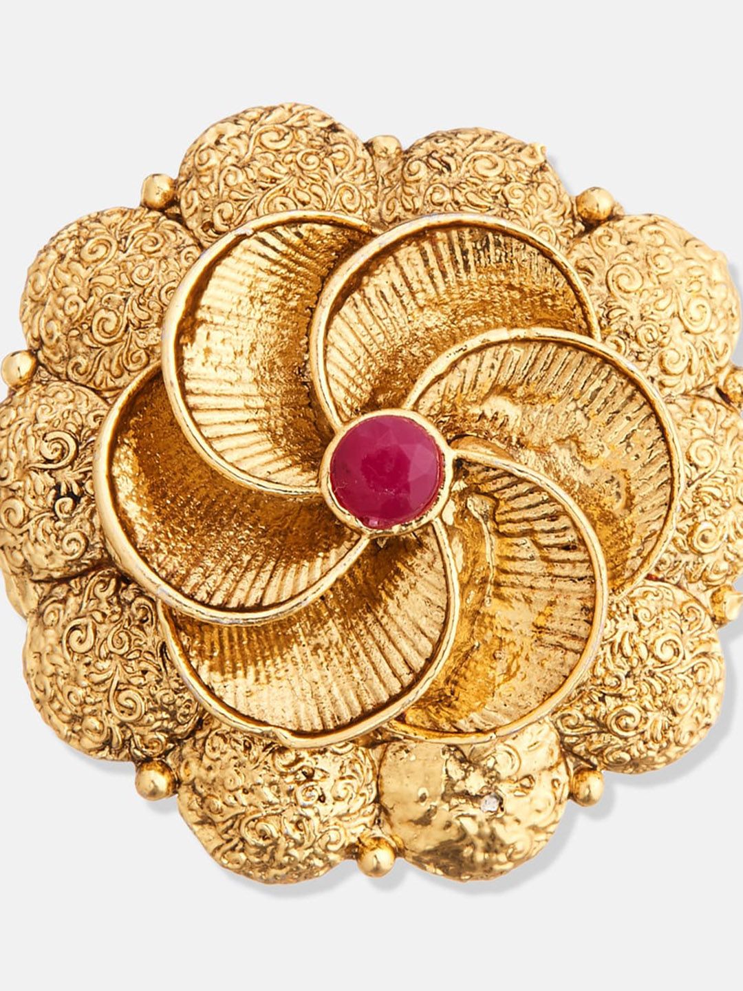 ATIBELLE Gold-Plated Stone-Studded Finger Ring