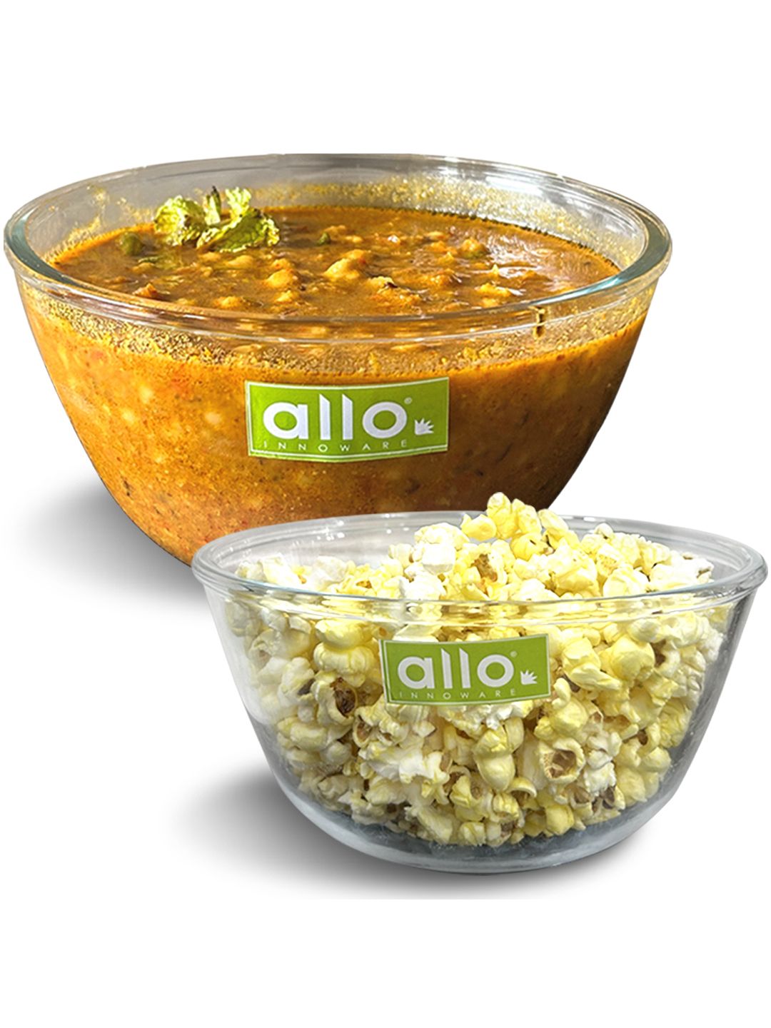 Allo Transparent 2 Pieces Round Glass Oven & Dishwasher Safe Mixing Bowls-picture-37