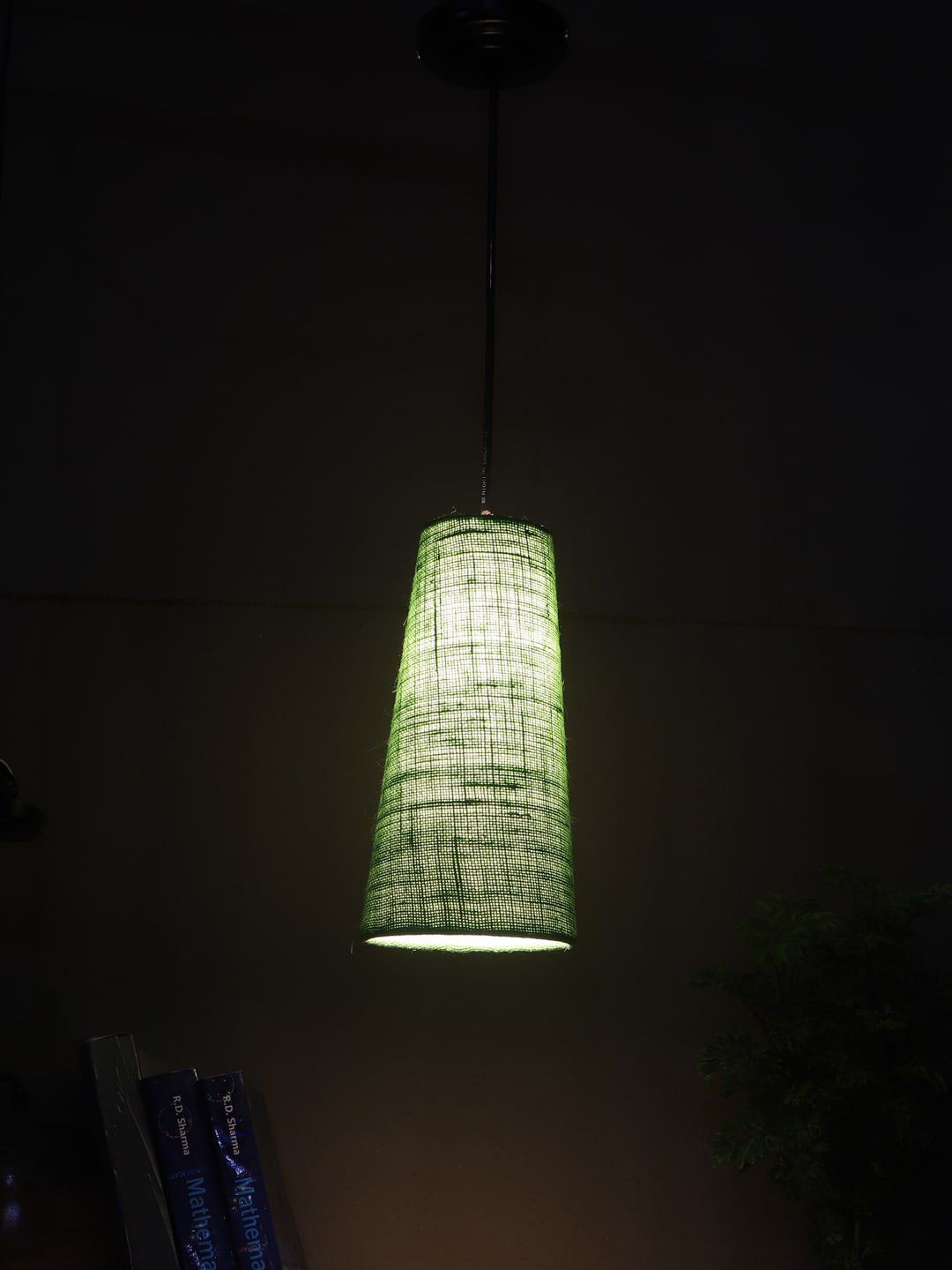 Devansh Green & Black Textured Cylindrical Ceiling Lamp-picture-26