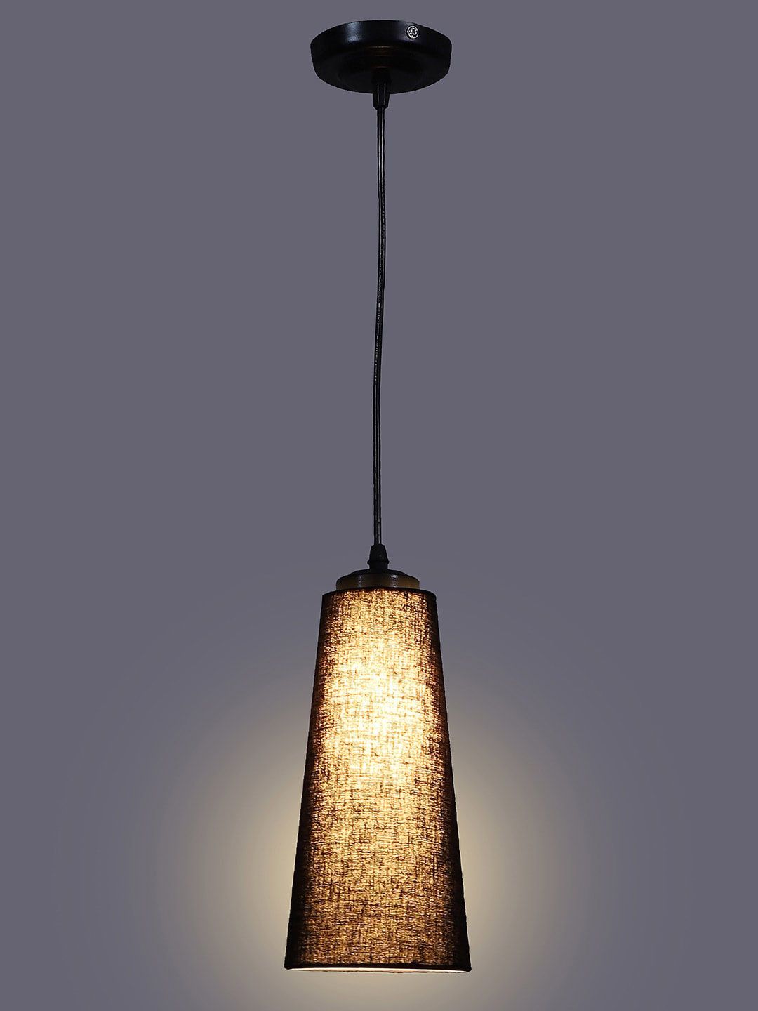 Devansh Black Textured Adjustable Cord Frustum Shape cotton Shade Hanging Lamp-image-16