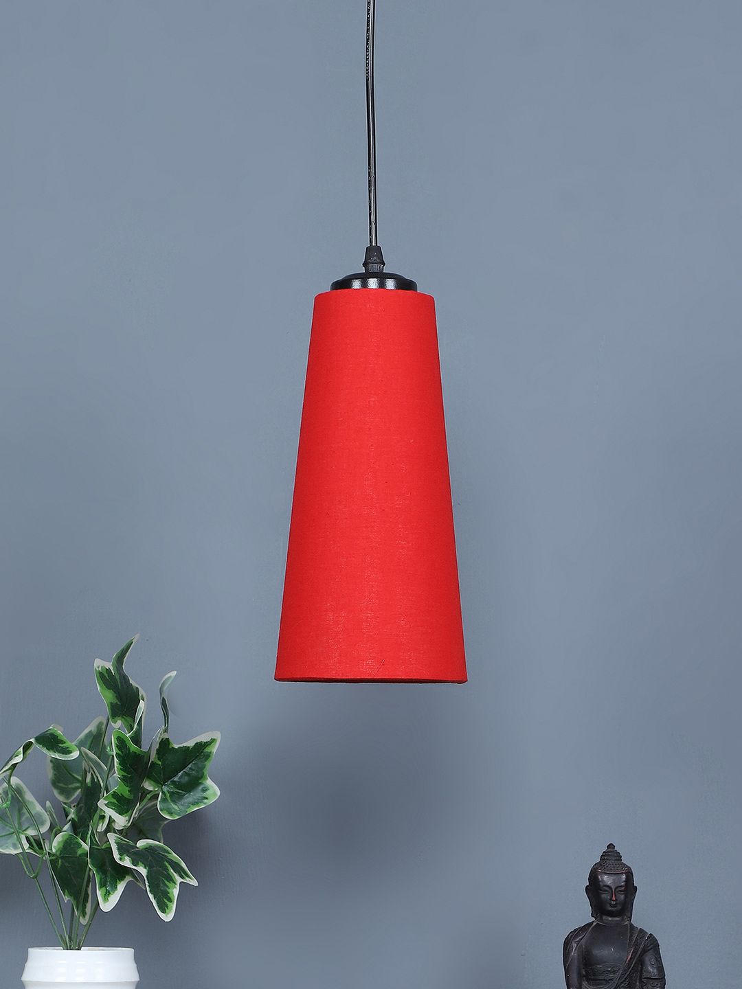 Devansh Red & Black Textured Cylindrical Ceiling Lamp-picture-20