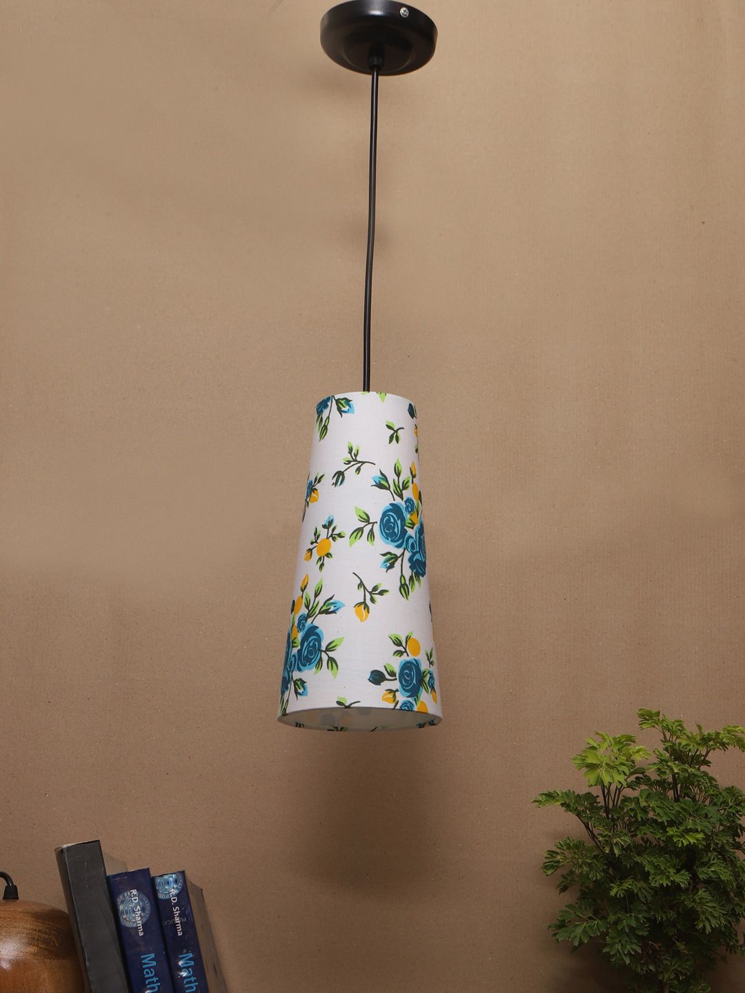 Devansh White & Blue Floral  Printed Cylindrical Ceiling Lamps-picture-31