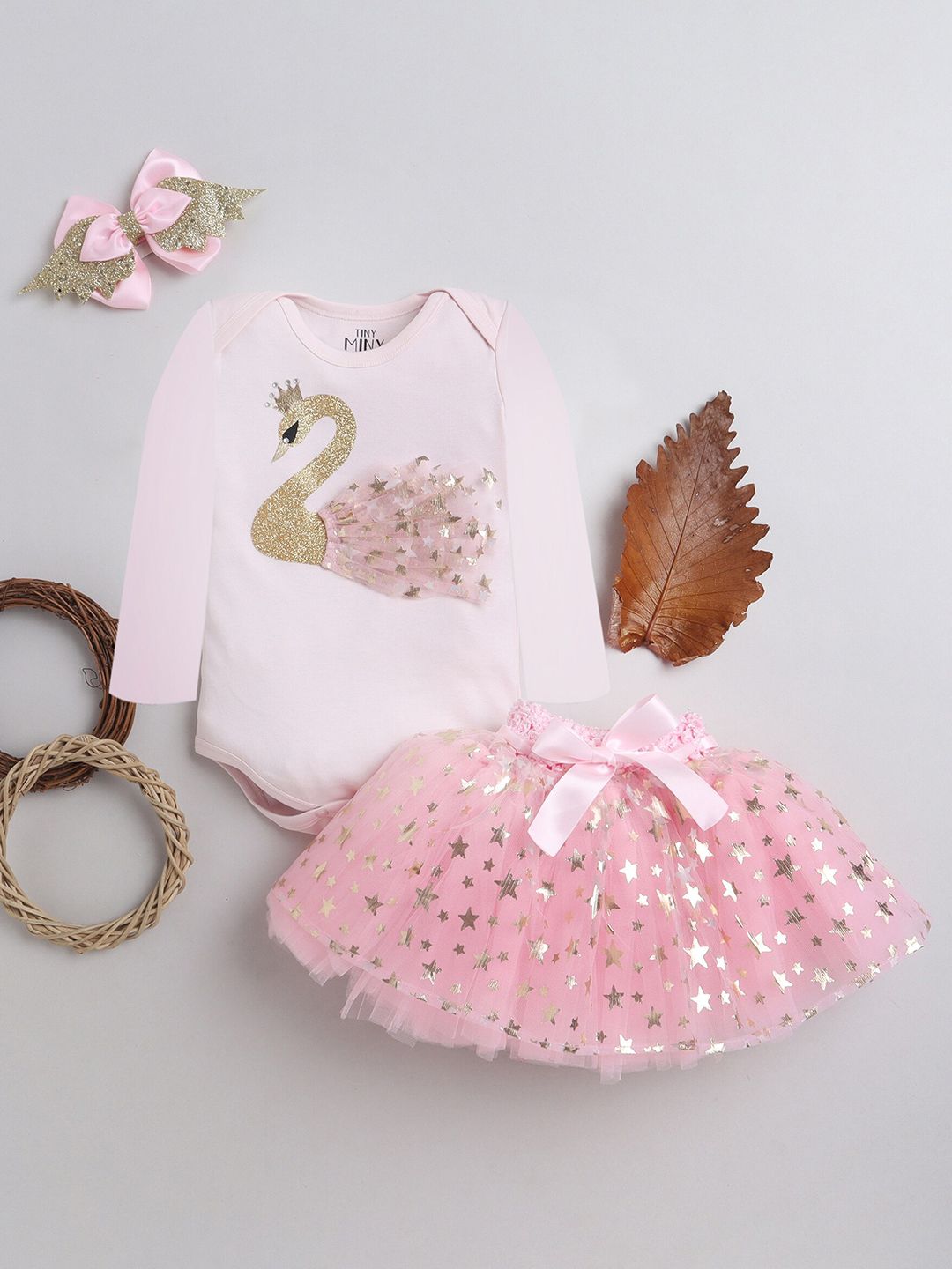 TINY MINY ME Infant Girls Embellished Top With Skirt-picture-10