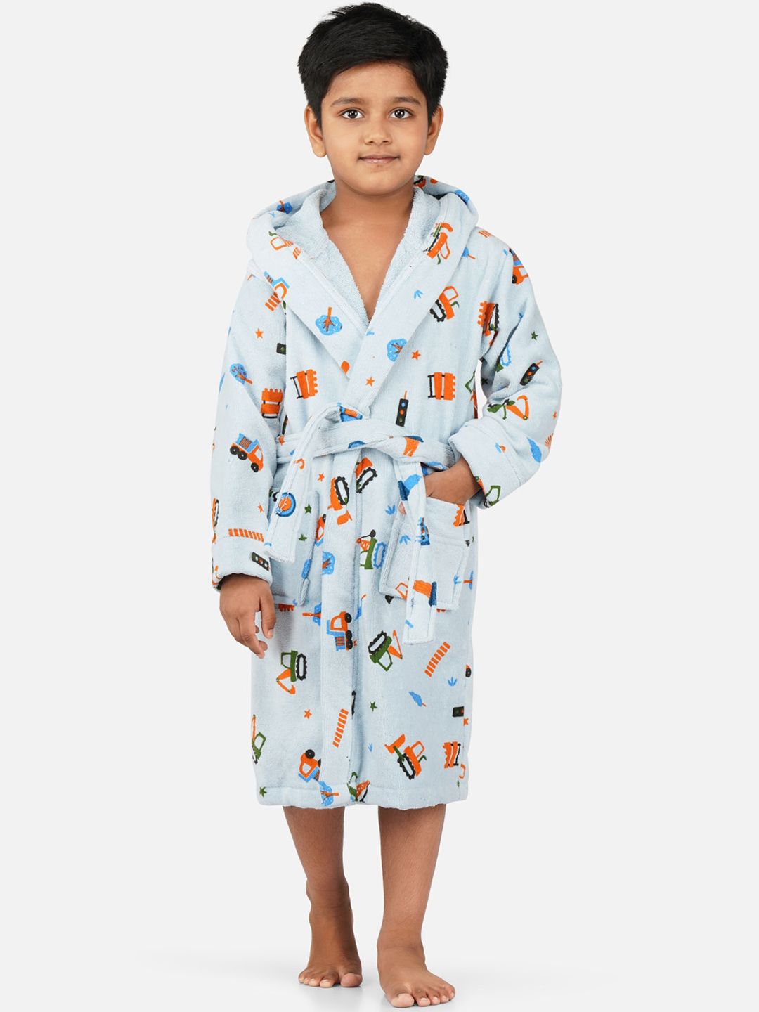 RANGOLI Kids Printed Hooded 400 GSM Pure Cotton Bath Robe-picture-58