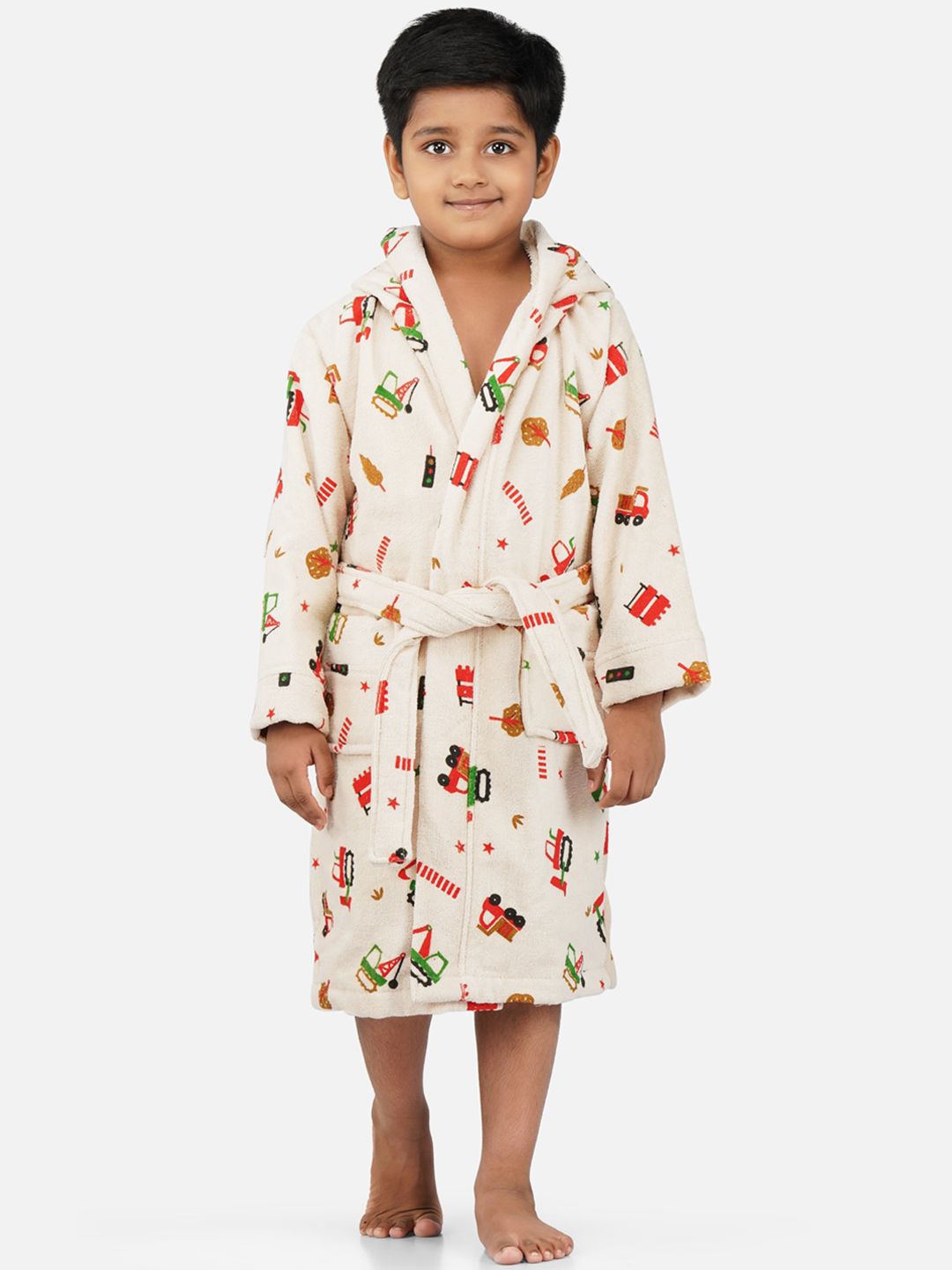 RANGOLI Kids Printed Hooded 400 GSM Pure Cotton Bath Robe-picture-24