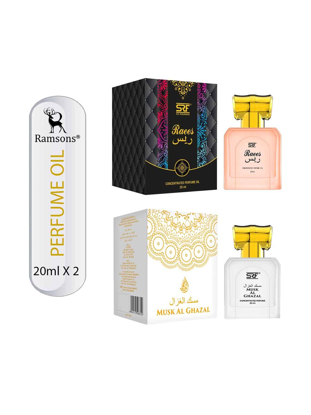 Ramsons SRF Set Of 2 Musk Al Ghazal & Raees Concentrated Perfume Oil - 20ml Each-picture-14