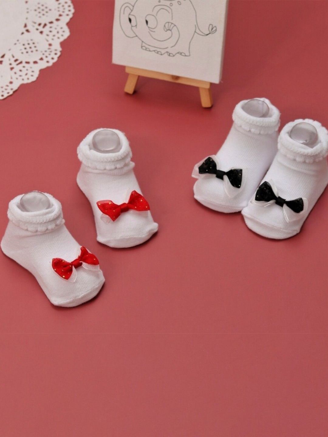 Yellow Bee Infant Girls Pack Of 2 Cotton Ankle-Length Socks