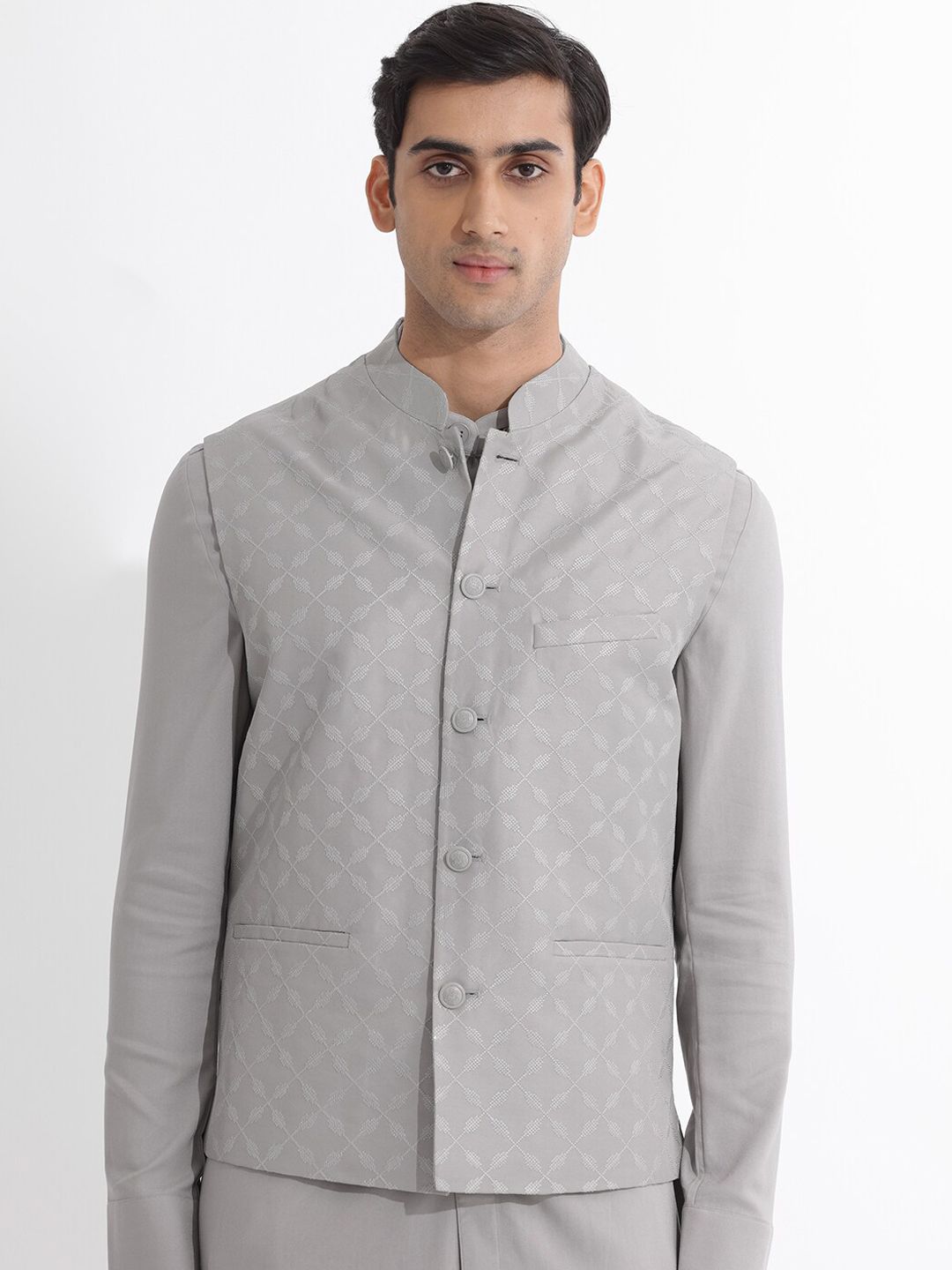RARE RABBIT Men Medo-B Slim Fit Embroidered Woven Nehru Jacket-picture-23