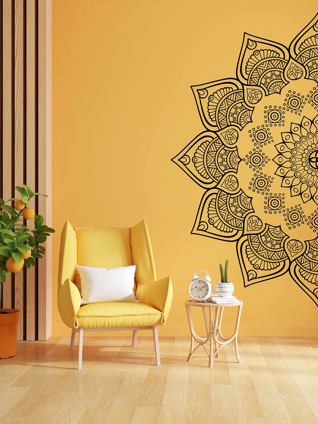 RANGOLI Black 2 Pieces Majestic Mandala Art Self-Adhesive Wall Stickers-image-46