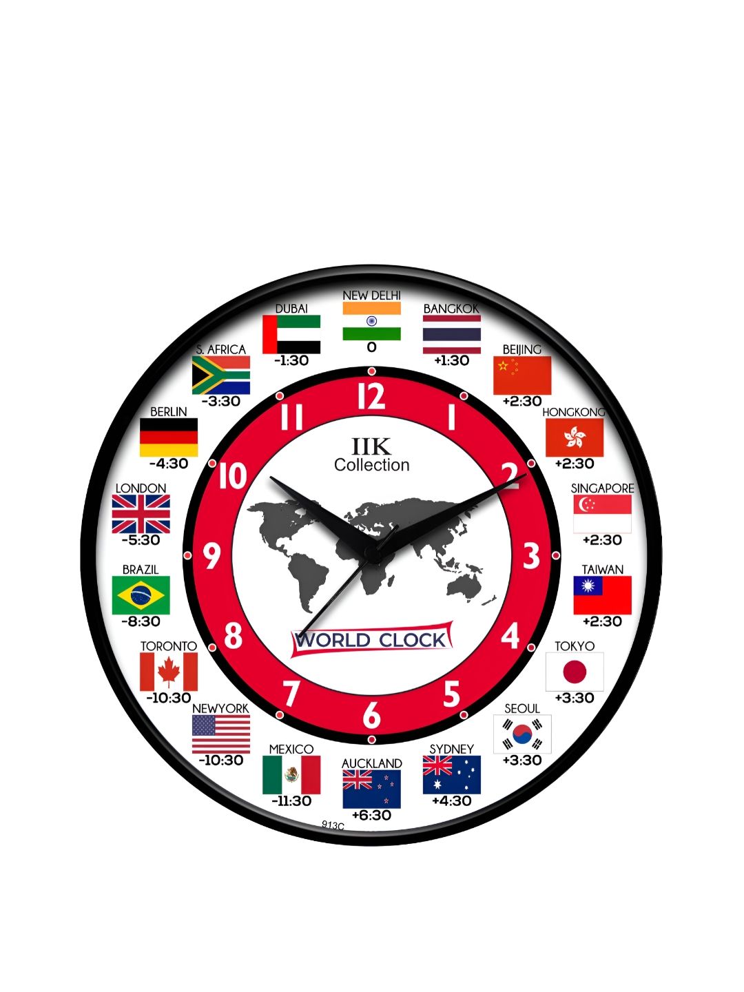 IIK COLLECTION Black & Red Printed Round  Contemporary Wall Clock-picture-43