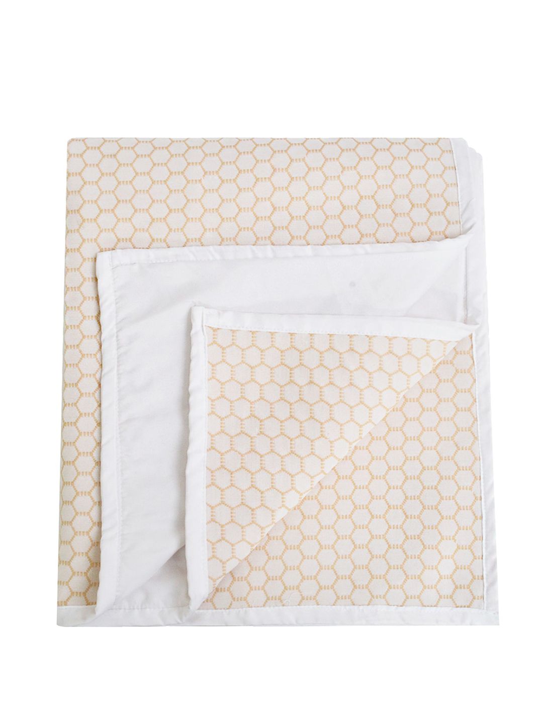 Adbeni White & Beige Printed 210 GSM Cotton Waterproof Quick Dry Sheet Mattress Protector-picture-23