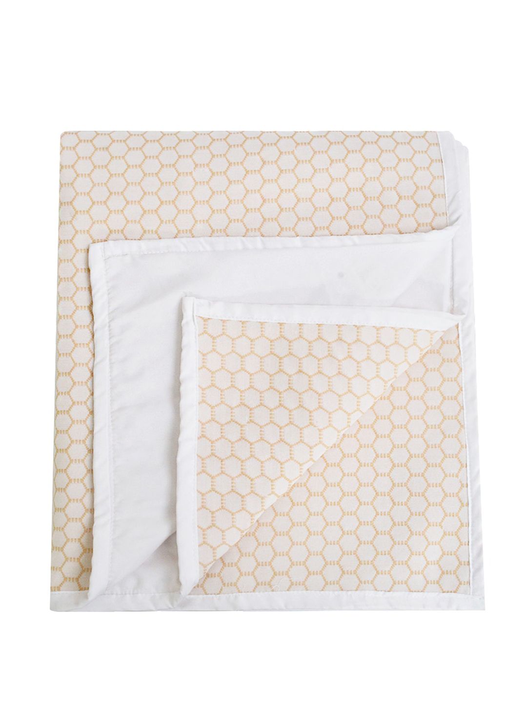 Adbeni White & Beige Geometric Printed 210 GSM Waterproof Cotton Kids Mattress Protector-picture-38