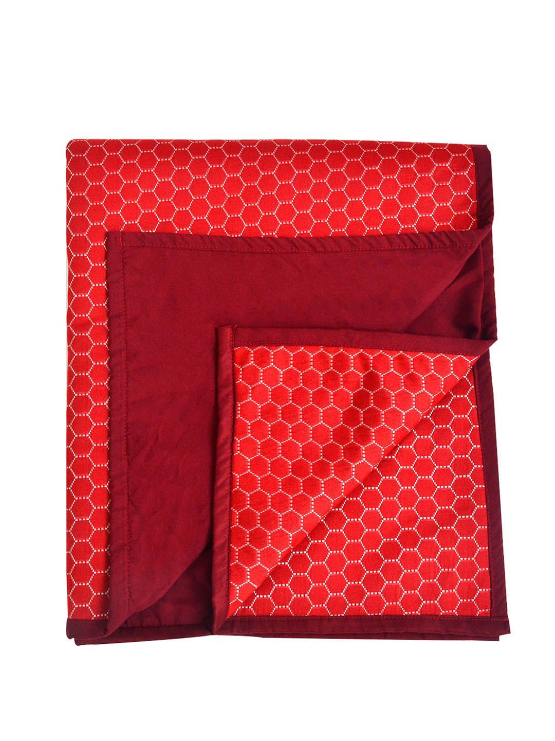 Adbeni Kids Maroon Printed Cotton Waterproof Quick Dry Mattress Protector-picture-15