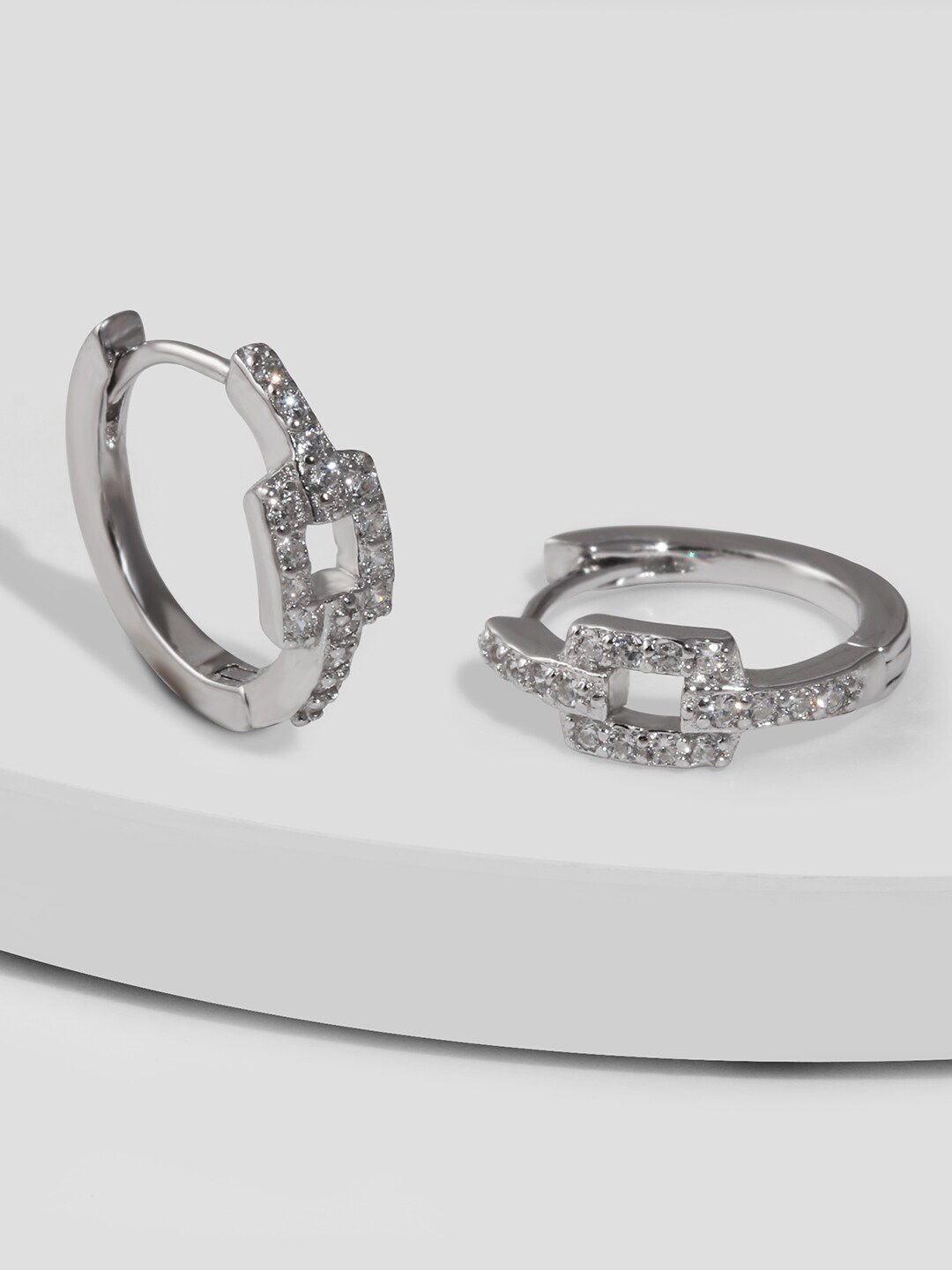 GIVA 925 Silver Sparkling Loop Hoop Earrings-image-16