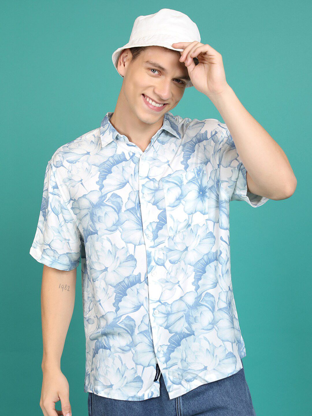 HIGHLANDER Oversized Floral Printed Casual Shirt-picture-40