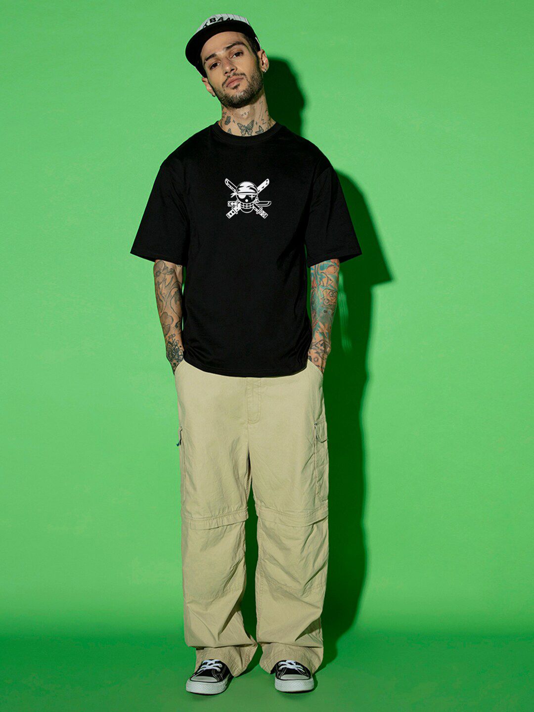 Buy Bewakoof Black Pirate Hunter Zoro Graphic Printed Oversized