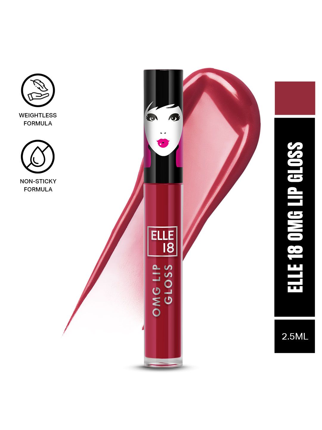 ELLE 18 Lightweight OMG Lip Gloss with Jojoba Oil & Olive Oil 2.5 ml - Rose All Day-picture-4