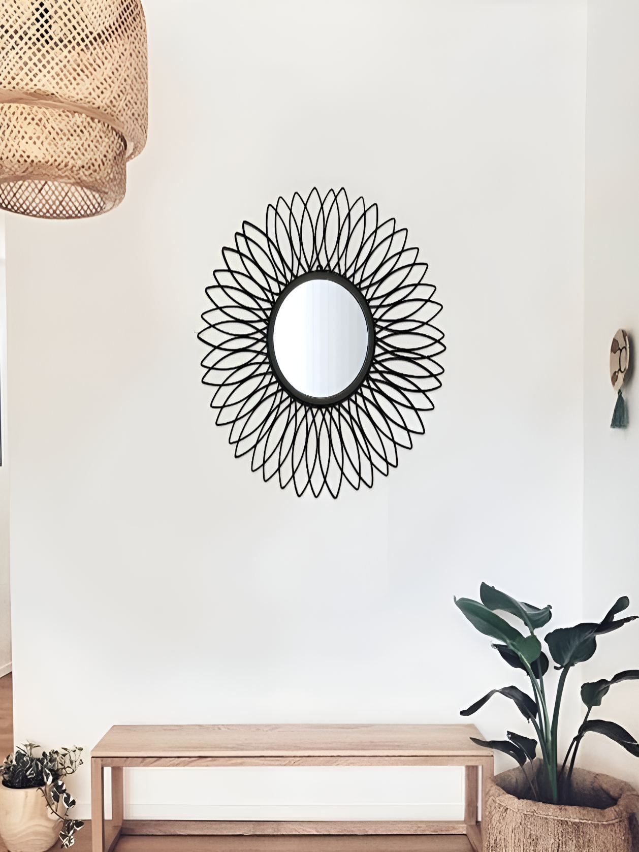 GIG Handicrafts Black Stainless Steel Round Wall Hanging Mirror-image-25