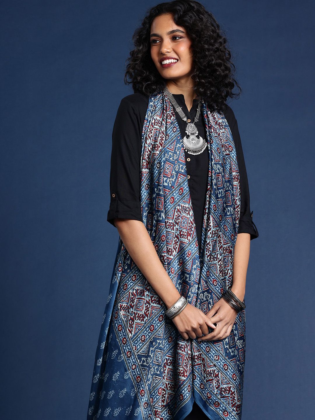 Taavi Ethnic Motifs Printed Block Print Dupatta-picture-42