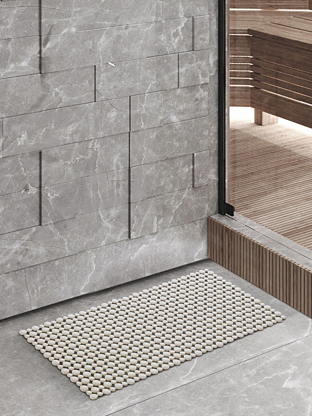 OBSESSIONS Beige Self Design 3000 GSM Anti-Slip Shower Mat-picture-15