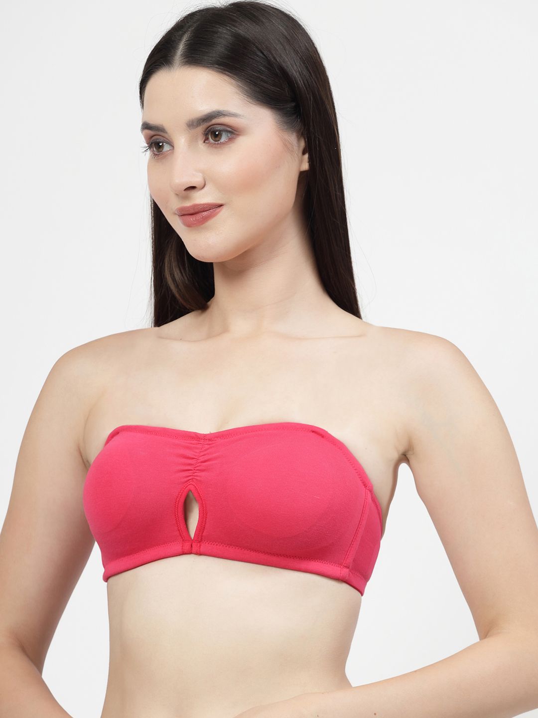 DressBerry Fuchsia Non-Wired Padded Bandeau Bra With Anti Microbial
