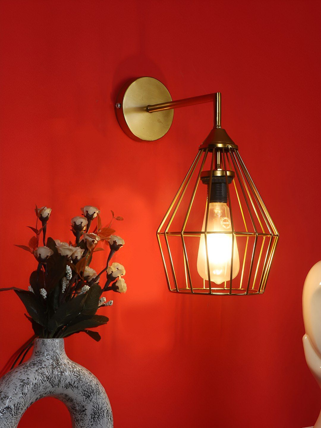 ELIANTE Gold Toned Textured Iron Contemporary Bell Shaped Wall Lamp-picture-28