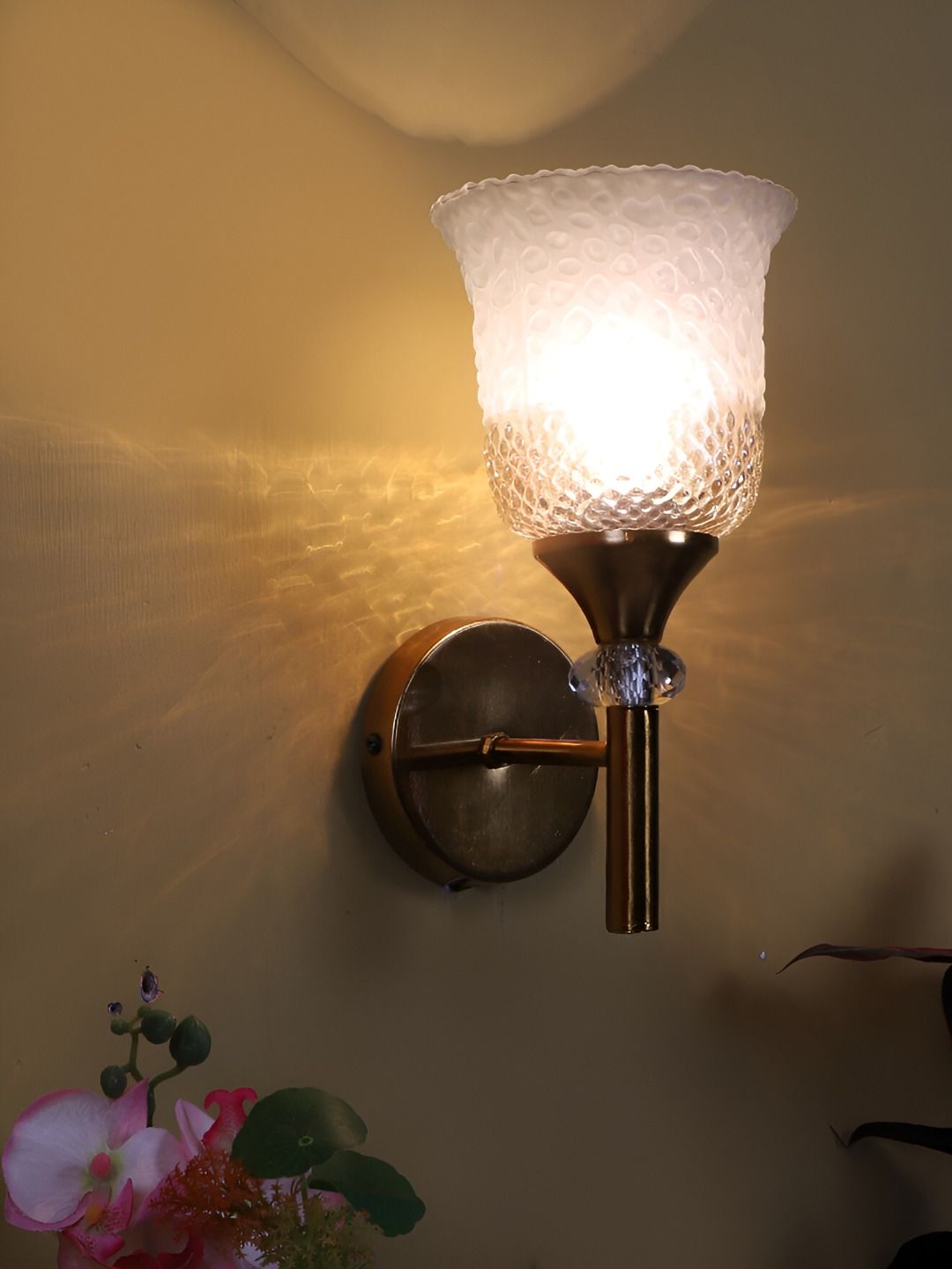 ELIANTE Gold Toned Textured Iron Contemporary Cylindrical Shaped Wall Lamp-image-23