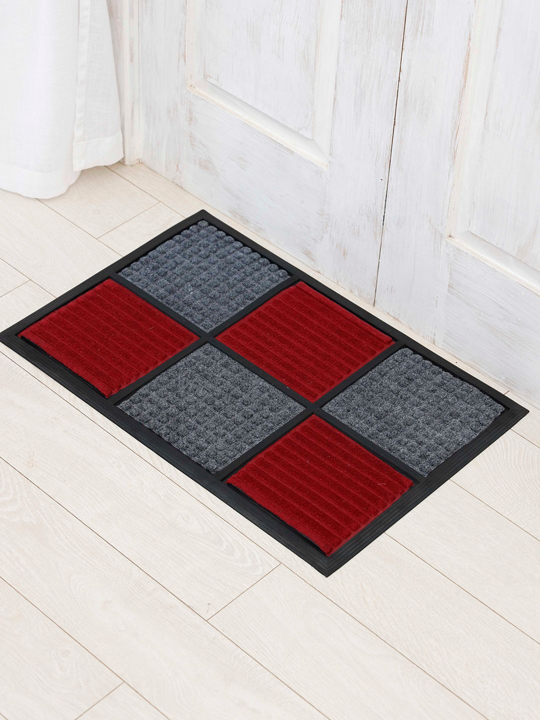 Ariana Red & Grey Textured Anti-Skid Doormat-image-6