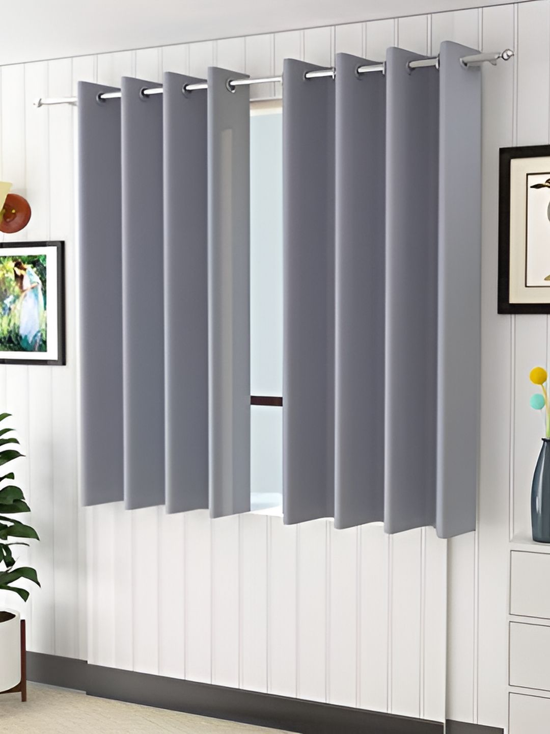 THE CONVERSION Grey 2 Pieces Window Curtain-image-32