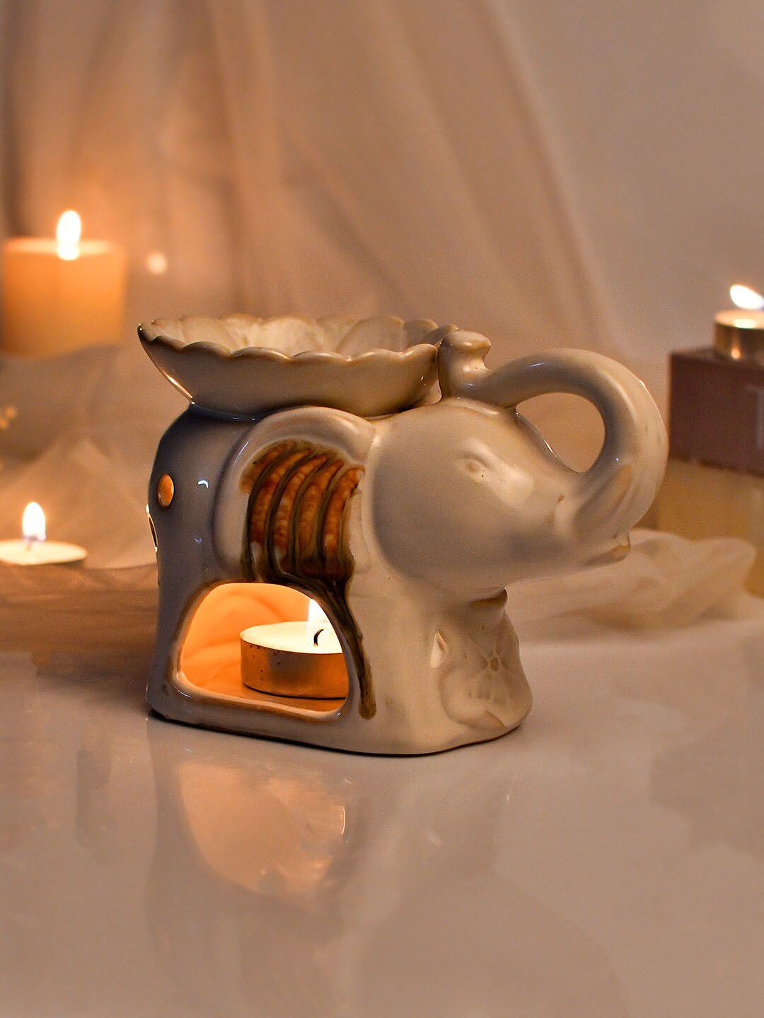 TAYHAA White Ceramic Elephant Shape Aroma Oil Diffuser-picture-37