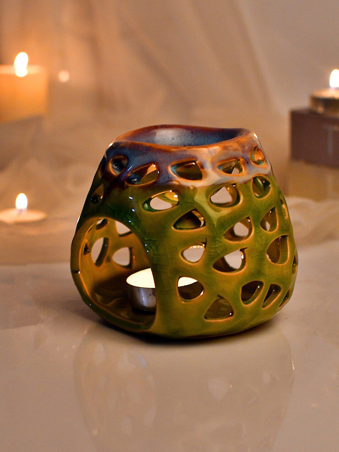 TAYHAA Mist Green & Blue Ceramic Aroma Oil Diffuser-image-2