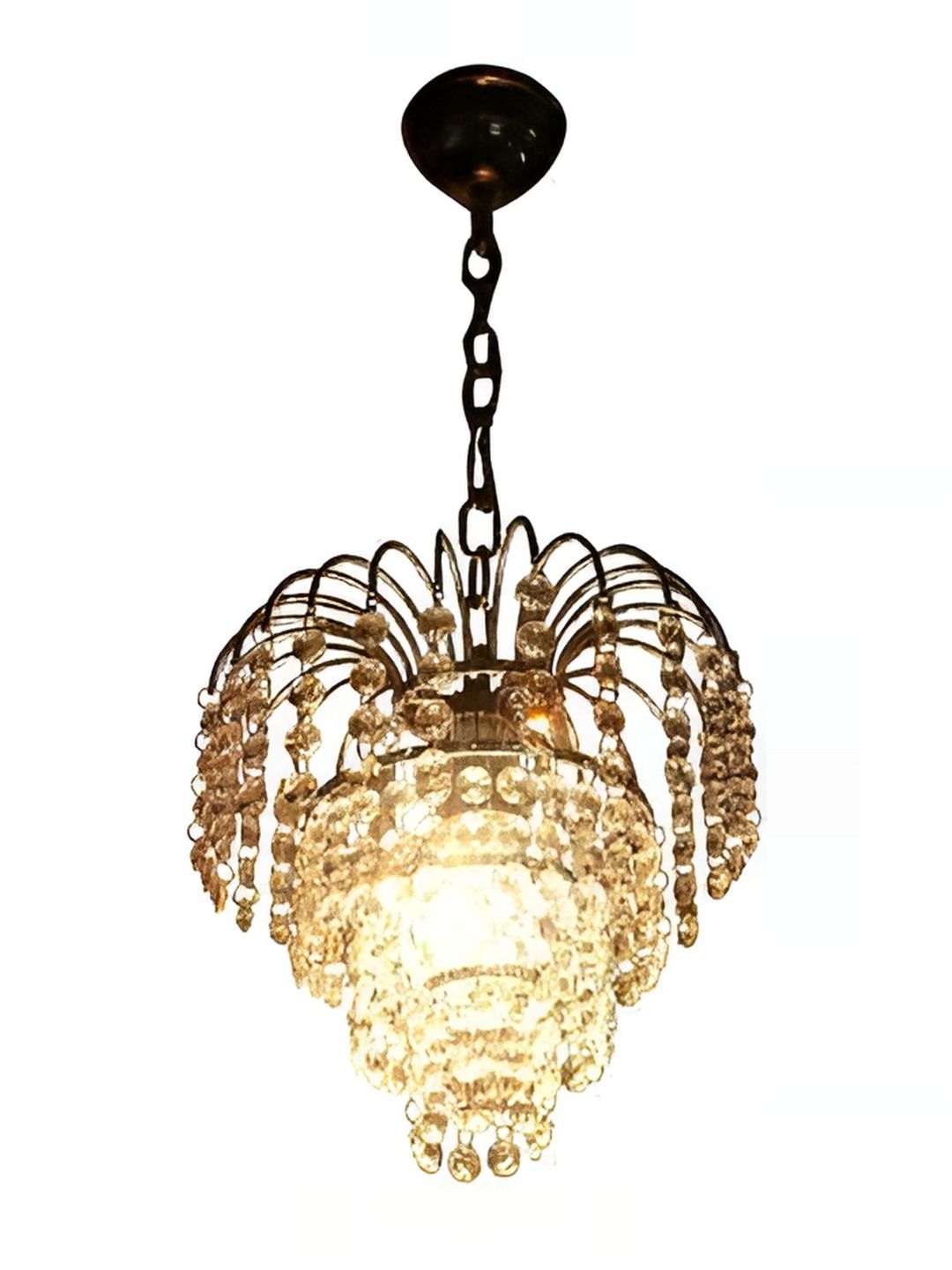 SHRI MAHAL ANTIQUES Gold Toned Metal Textured Crystal Hanging Ceiling Lamp-picture-49