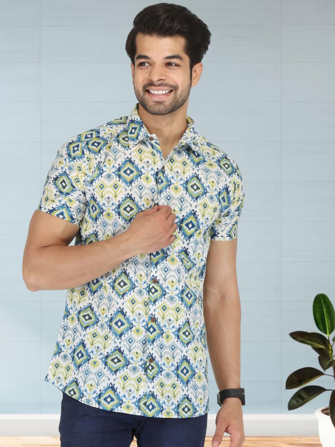 BASE 41 Ethnic Motifs Printed Slim Fit Cotton Casual Shirt-picture-16