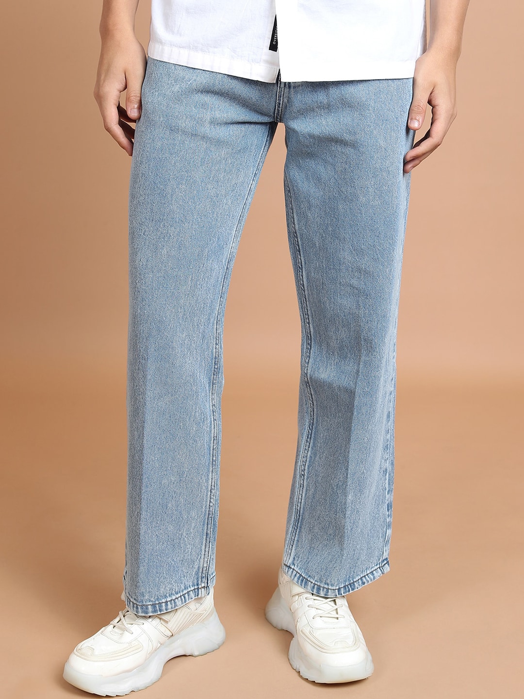 HIGHLANDER Men Blue Wide Leg Mid-Rise Cotton Jeans