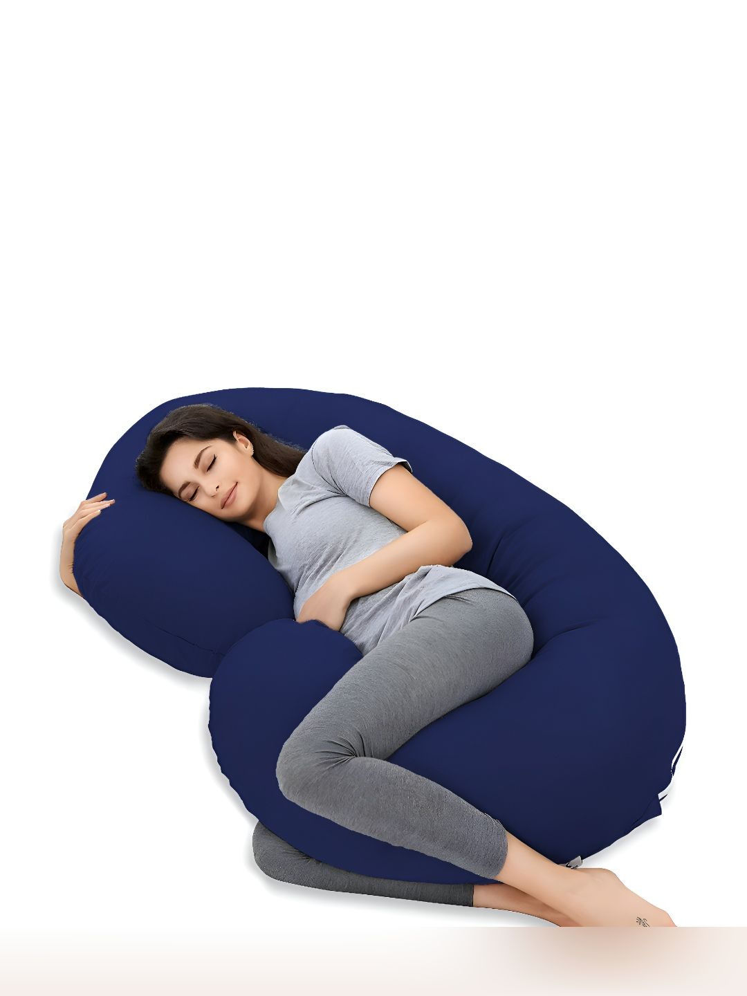Mom's Moon Navy Blue & White Cotton Fibre Filled  Lightweight Maternity Pillow-picture-28