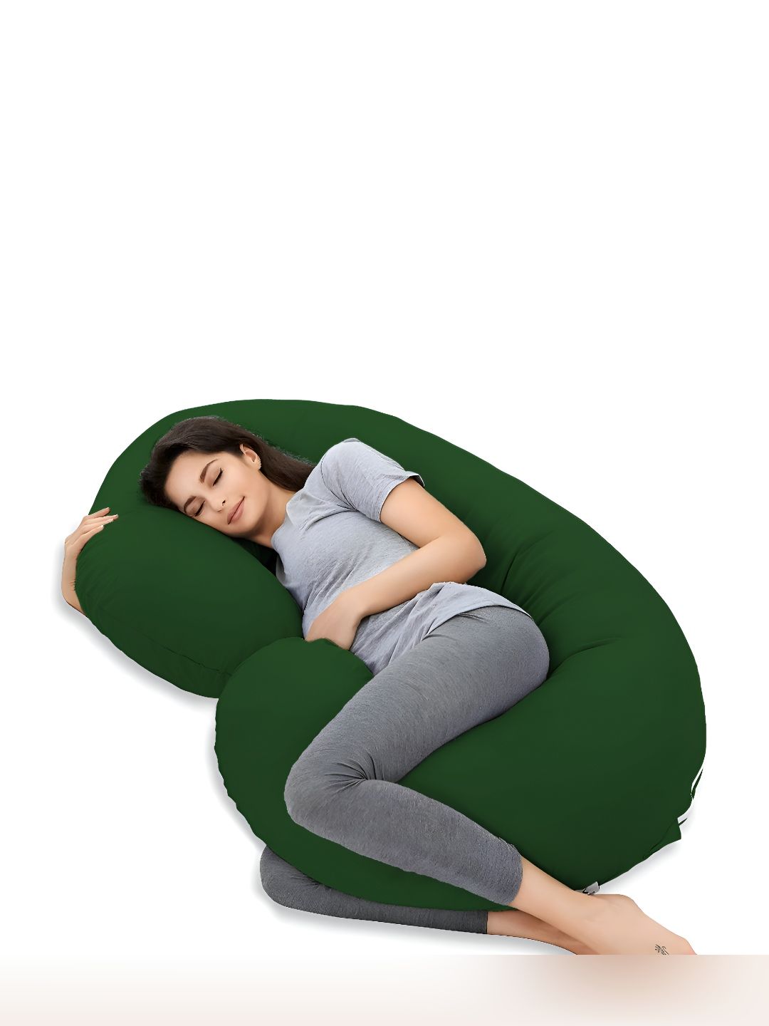 Mom's Moon Green & White Cotton Fibre Filled Lightweight Maternity Pillow-picture-27