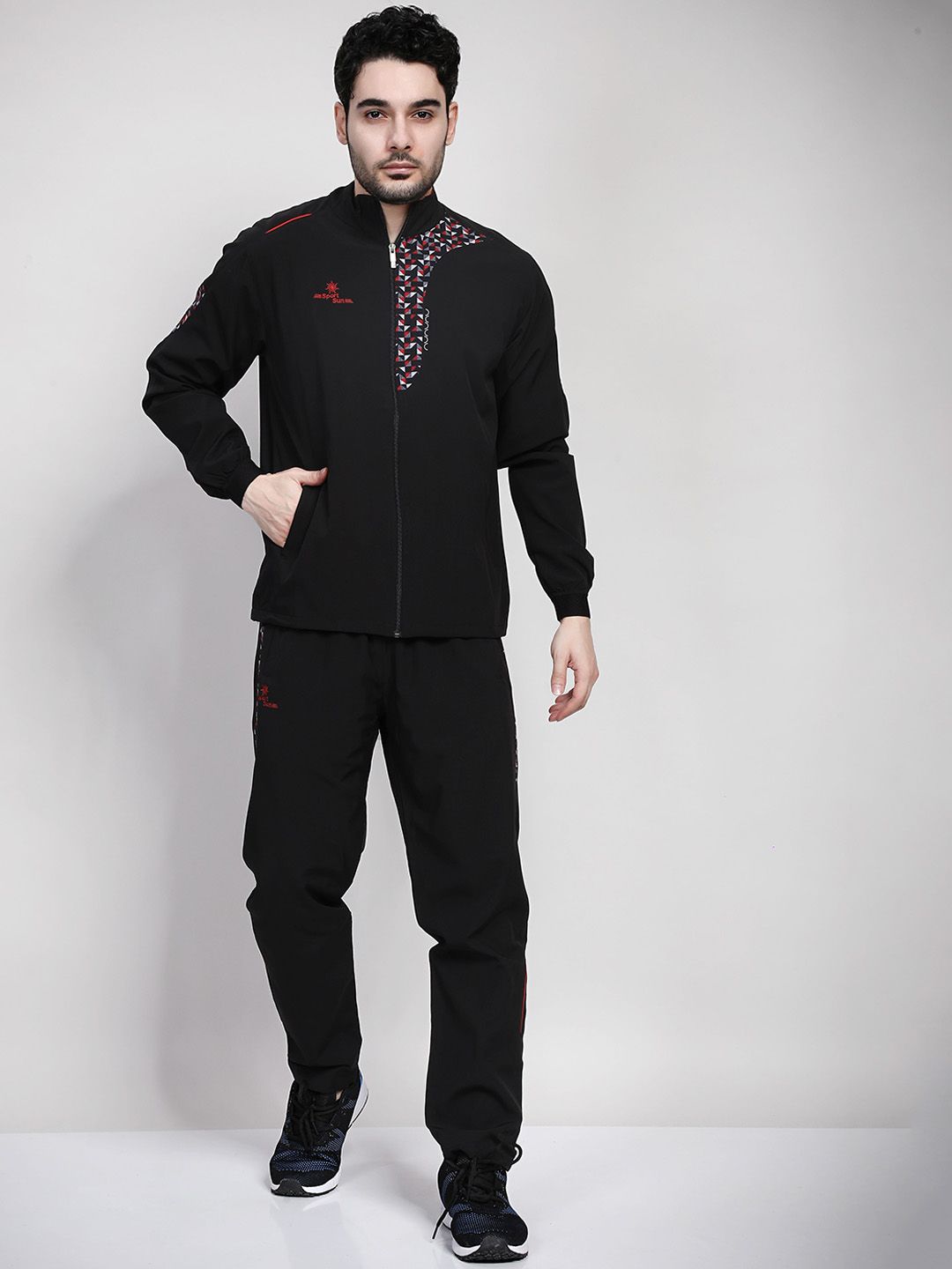 SPORT SUN Abstract Printed Mid-Rise Sweatshirt With Track Pant